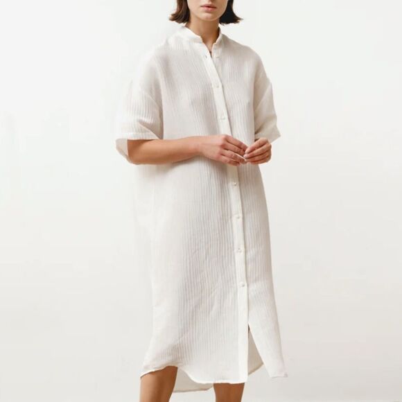 PRIORY Tenn Dress in Light Grey Linen Size S/M - Picture 2 of 9